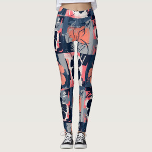 Elegant Blue Hibiscus Floral Pattern (7) Leggings