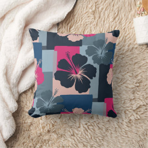 Elegant Blue Hibiscus Floral Pattern (8) Cushion