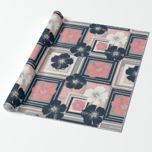 Elegant Blue Hibiscus Floral Pattern (9) Wrapping Paper