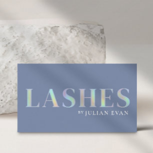 Elegant Blue Holographic Lash Technician Business Card