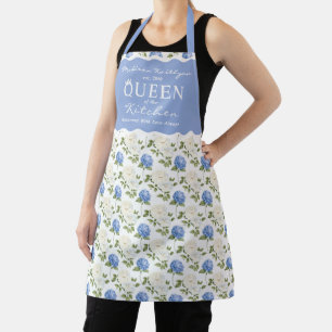 Elegant Blue Hydragea Flowers Pattern  Apron
