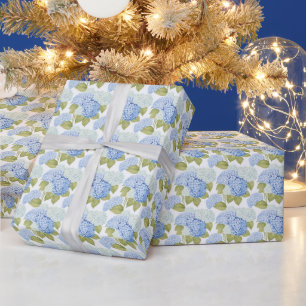 Elegant Blue Hydragea Flowers Pattern  Wrapping Paper
