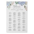 Elegant Blue Hydrangea Alphabetical Seating Chart