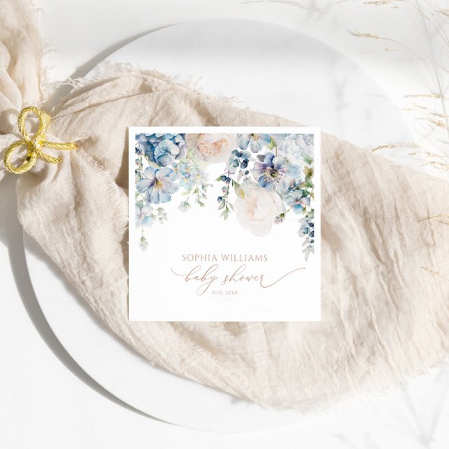 Elegant Blue Hydrangea Baby Shower Napkins (Creator Uploaded)
