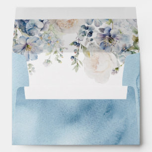 Elegant Blue Hydrangea & Blush Roses Envelope
