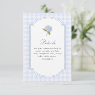 Elegant Blue Hydrangea Bridal Shower Details Enclosure Card