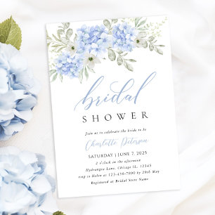 Elegant Blue Hydrangea Bridal Shower Invitation