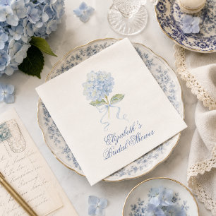 Elegant Blue Hydrangea Bridal Shower Napkin