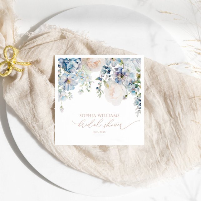 Elegant Blue Hydrangea Bridal Shower Napkins (Creator Uploaded)