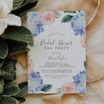 Elegant Blue Hydrangea Bridal Shower Tea Party Invitation<br><div class="desc">This elegant blue hydrangea bridal shower tea party invitation is perfect for a spring or summer event. The classic floral design features soft powder blue watercolor hydrangeas accented with neutral blush pink flowers and green leaves.</div>