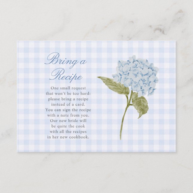 Elegant Blue Hydrangea Bring a Recipe Card (Front)