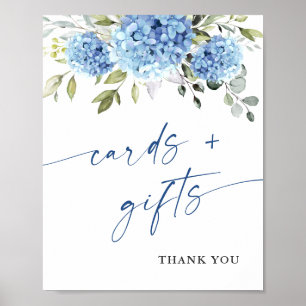 Elegant Blue Hydrangea Cards and Gifts Wedding Poster