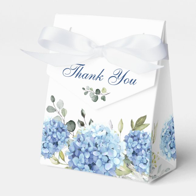 Elegant Blue Hydrangea Eucalyptus Bridal Shower Favour Box (Front Side)
