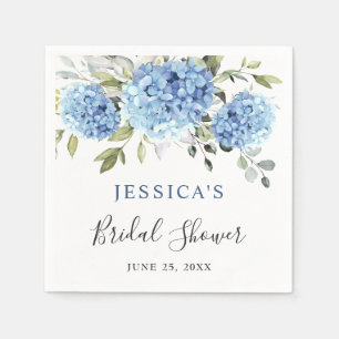 Elegant Blue Hydrangea Eucalyptus Bridal Shower Napkin