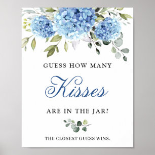 Elegant Blue Hydrangea Eucalyptus Bridal Shower Poster