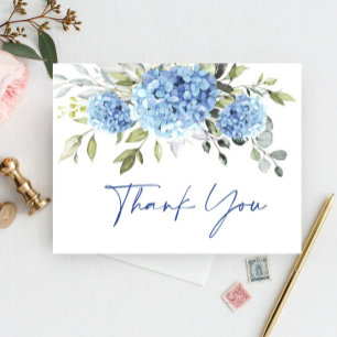 Elegant Blue Hydrangea Eucalyptus Flower Thank You Postcard