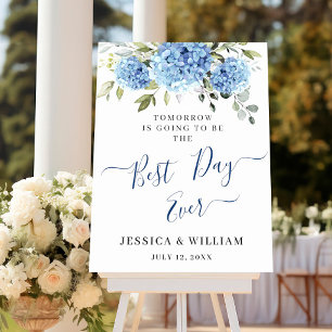 Elegant Blue Hydrangea Eucalyptus REHEARSAL DINNER Poster
