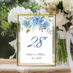 Elegant Blue Hydrangea Eucalyptus Wedding Table Number<br><div class="desc">For further customisation,  please click the "customise further" link and use our design tool to modify this template. 
If you need help or matching items,  please feel free to contact me.</div>