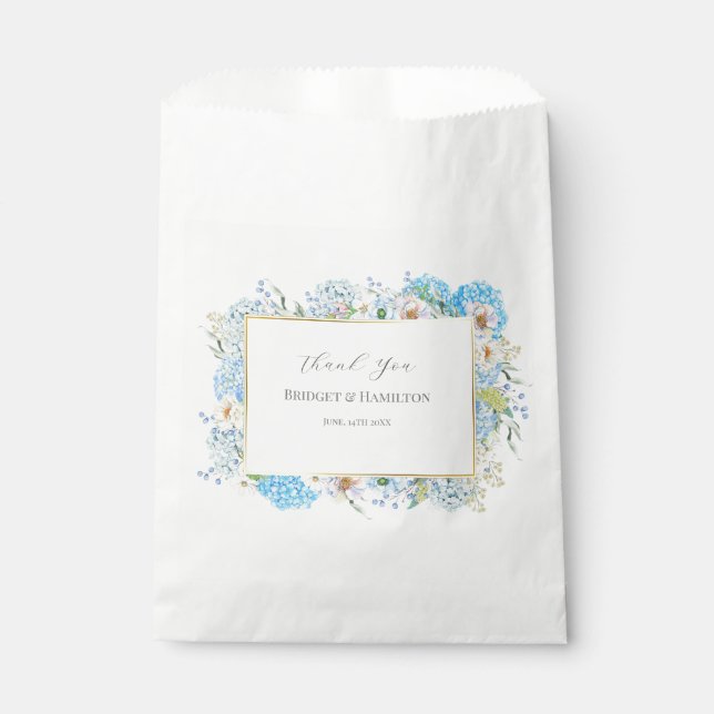 Elegant Blue Hydrangea Favour Bags (Front)