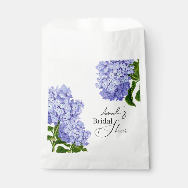 Elegant Blue Hydrangea Floral Bridal Shower Favour Bags (Front)