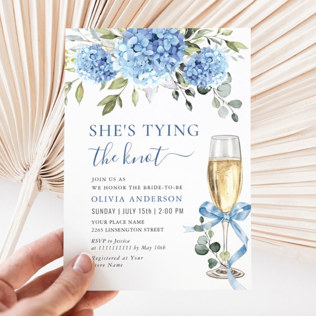 Elegant Blue Hydrangea Floral Bridal Shower Invitation (Creator Uploaded)