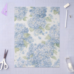 Elegant Blue Hydrangea Floral Tissue Paper