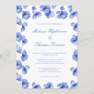 Elegant Blue Hydrangea Floral Wedding Invitation