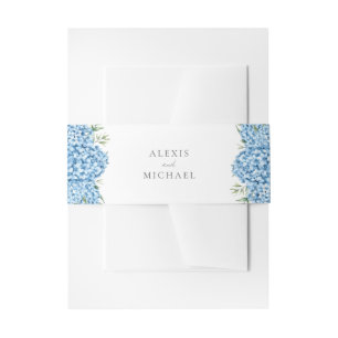 Elegant Blue Hydrangea Floral Wedding  Invitation Belly Band