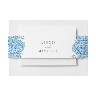 Elegant Blue Hydrangea Floral Wedding  Invitation Belly Band