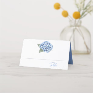 Elegant Blue Hydrangea Floral Wedding Place Card