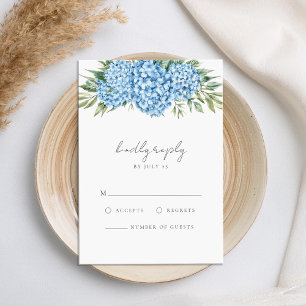 Elegant Blue Hydrangea Floral Wedding RSVP Card