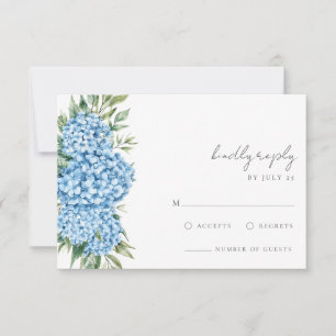 Elegant Blue Hydrangea Floral Wedding RSVP Card