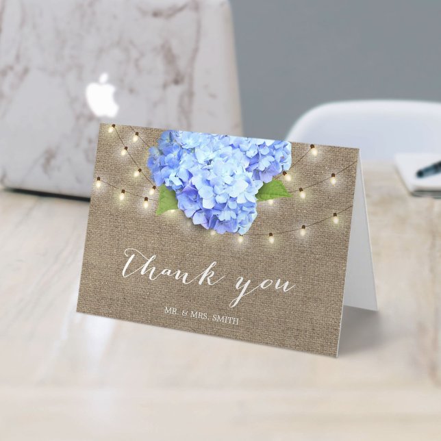 Elegant Blue Hydrangea Flower Summer Wedding Thank You Card (Creator Uploaded)