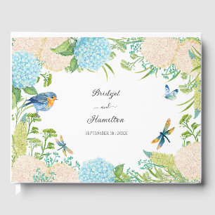 Elegant Blue Hydrangea Guest Book