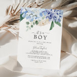 Elegant Blue Hydrangea It's A Boy Baby Shower Invitation<br><div class="desc">This elegant blue hydrangea it's a boy baby shower invitation is perfect for a spring or summer boys baby shower. The classic floral design features soft powder blue watercolor hydrangeas accented with neutral blush pink flowers and green leaves.</div>