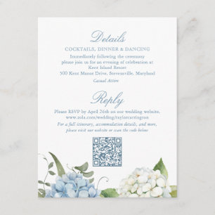 Elegant Blue Hydrangea Monogram Enclosure Card