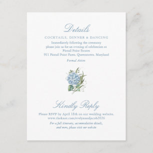 Elegant Blue Hydrangea Monogram Enclosure Card
