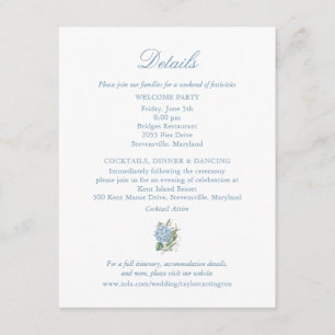 Elegant Blue Hydrangea Monogram Enclosure Card