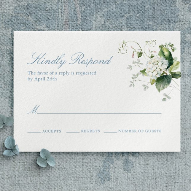 Elegant Blue Hydrangea Monogram Response Card (Creator Uploaded)