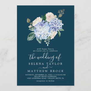 Elegant Blue Hydrangea Navy The Wedding Of Invitation
