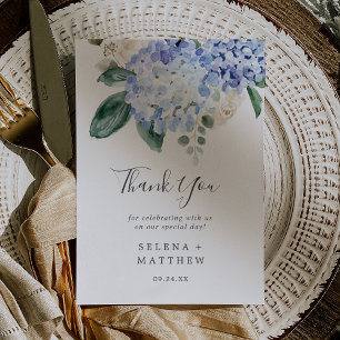 Elegant Blue Hydrangea Printable Thank You Invitation