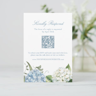 Elegant Blue Hydrangea QR Code Response Card