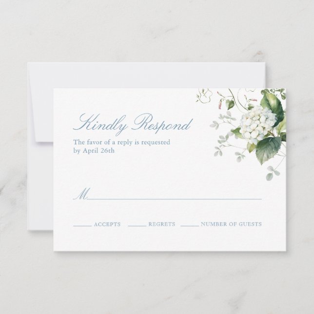 Elegant Blue Hydrangea Response Card (Front)