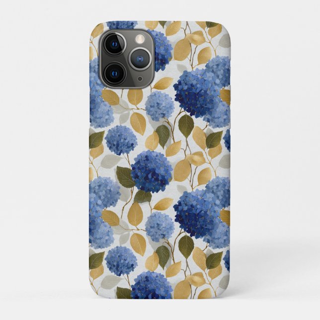  Elegant Blue Hydrangea Seamless Pattern Case-Mate iPhone Case (Back)