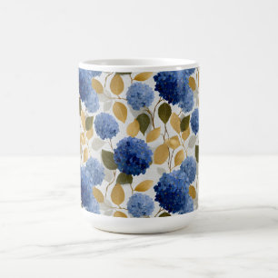 Elegant Blue Hydrangea Seamless Pattern Coffee Mug