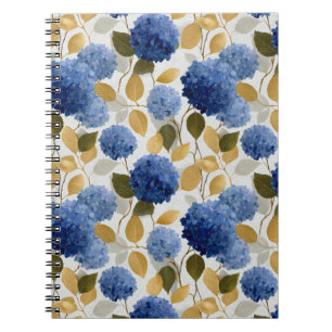 Elegant Blue Hydrangea Seamless Pattern Notebook