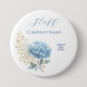 Elegant Blue Hydrangea Thank You Sticker Logo 7.5 Cm Round Badge