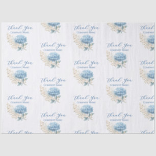 Elegant Blue Hydrangea Thank You Sticker Logo Tissue Paper