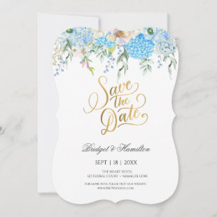 Elegant Blue Hydrangea Watercolor Save the date
