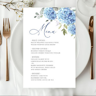 Elegant Blue Hydrangea Wedding Dinner Menu